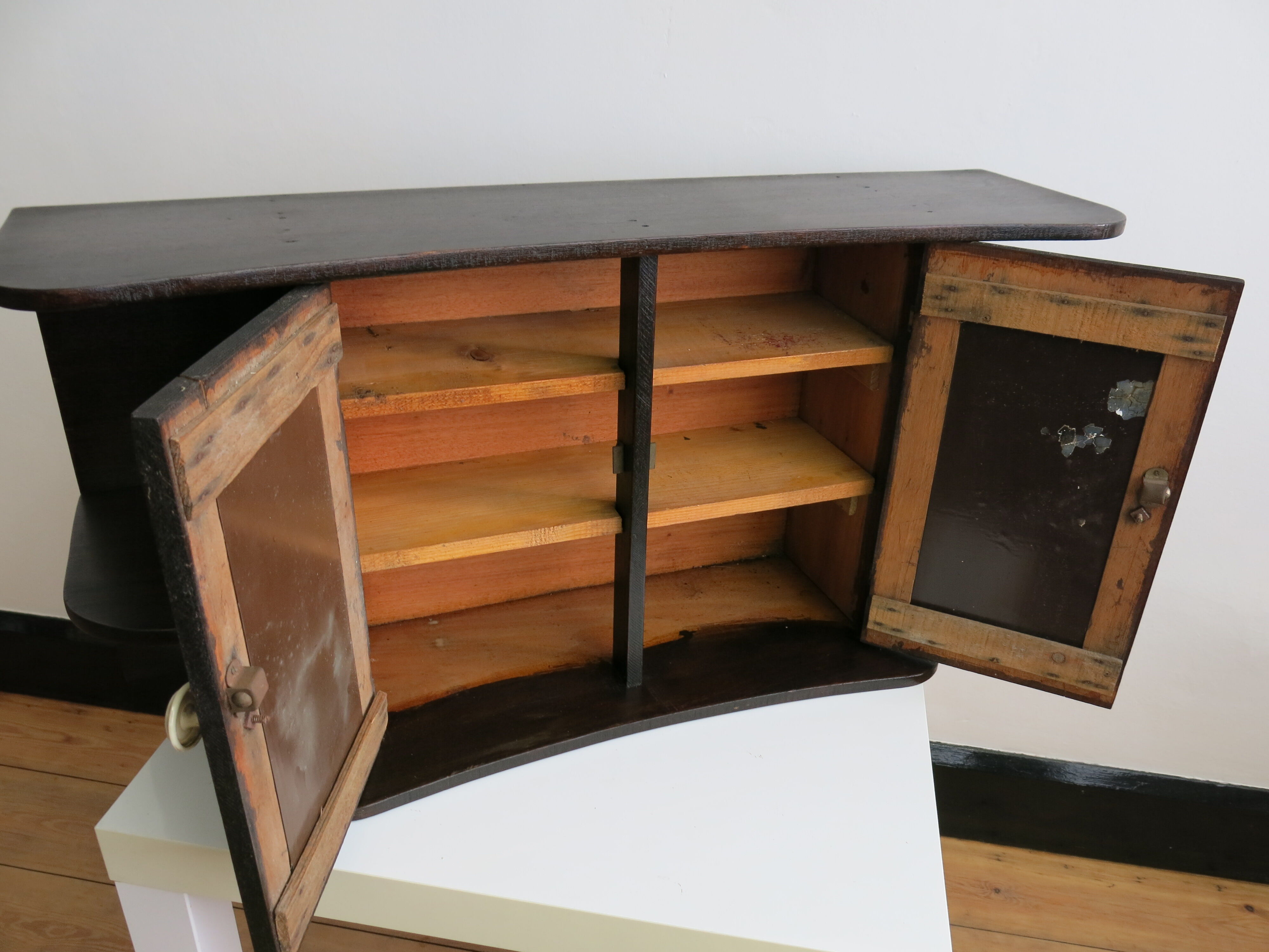 Old mirror wall-mounted toilet cabinet