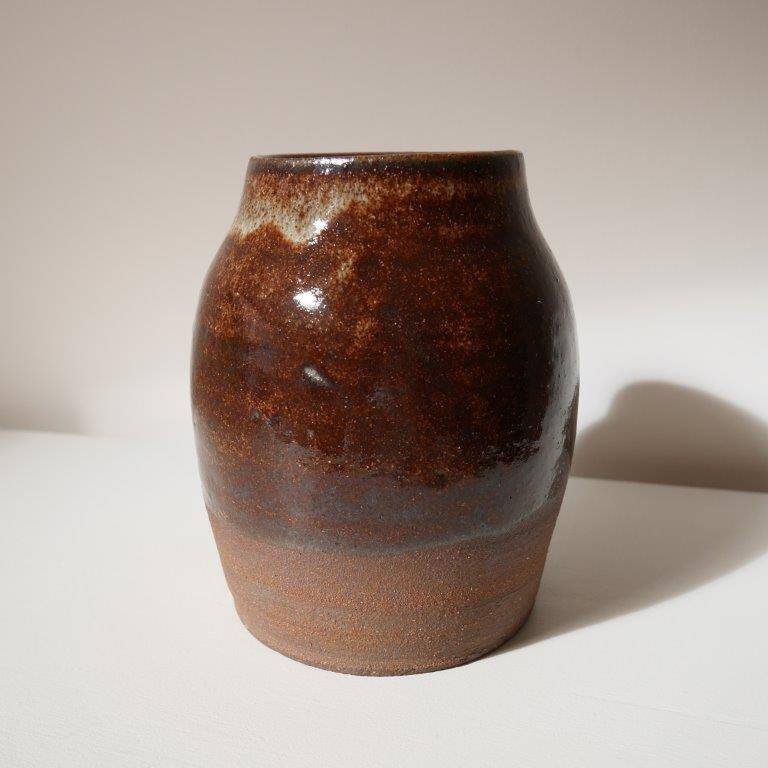 Brown stoneware vase