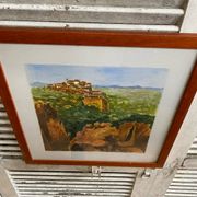 Old painting jean laville st germain roussillon + wooden frame