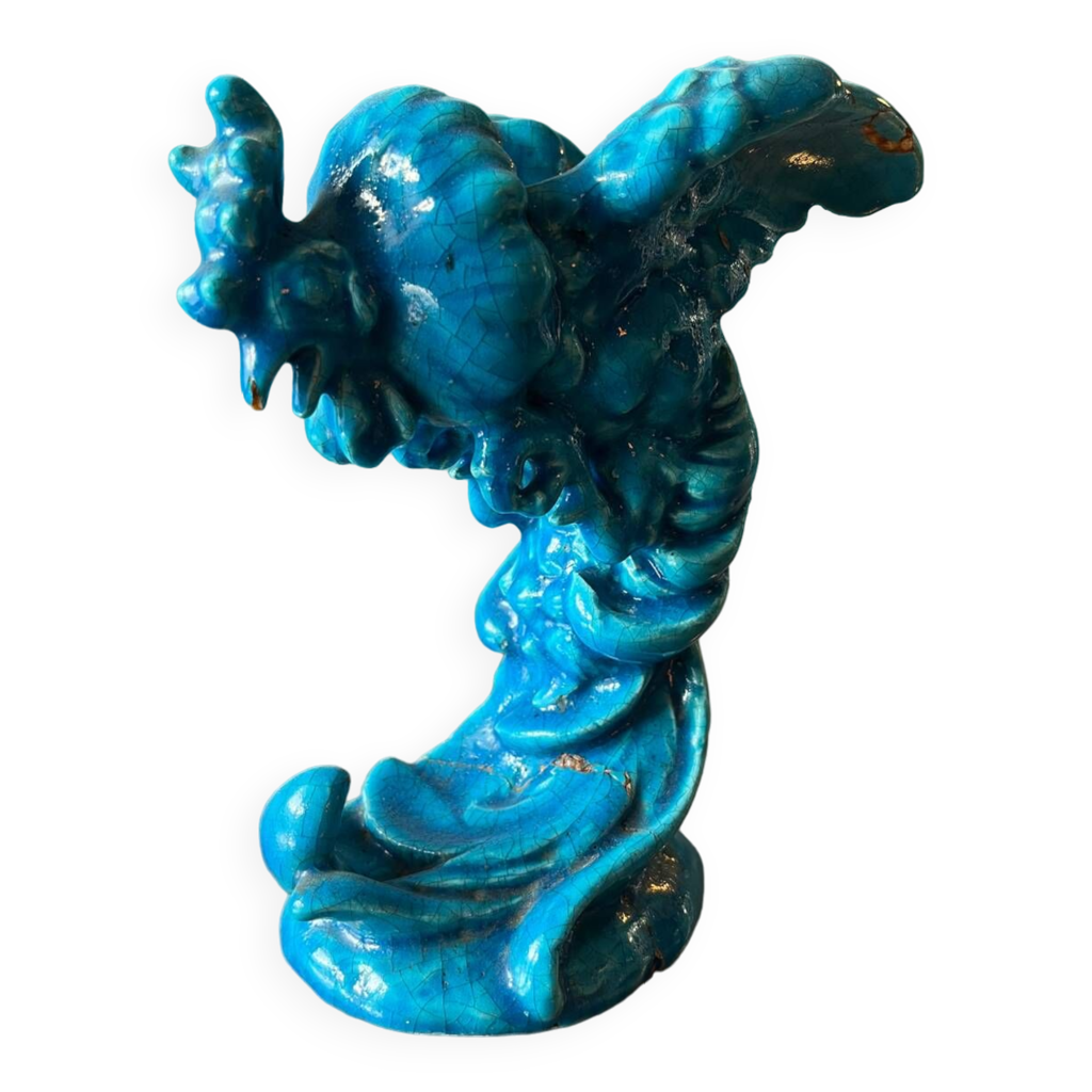 Ancien vase bouteille en céramique émaillée craquelée bleue (Gebraucht) in Morges für CHF 25