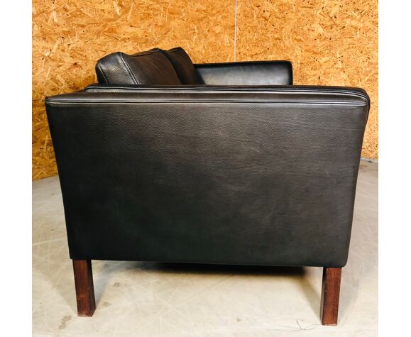 vintage danish mid century georg thams leather 2 person sofa 1968
