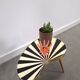 1950s kidney-shaped black and white table, plant table.
