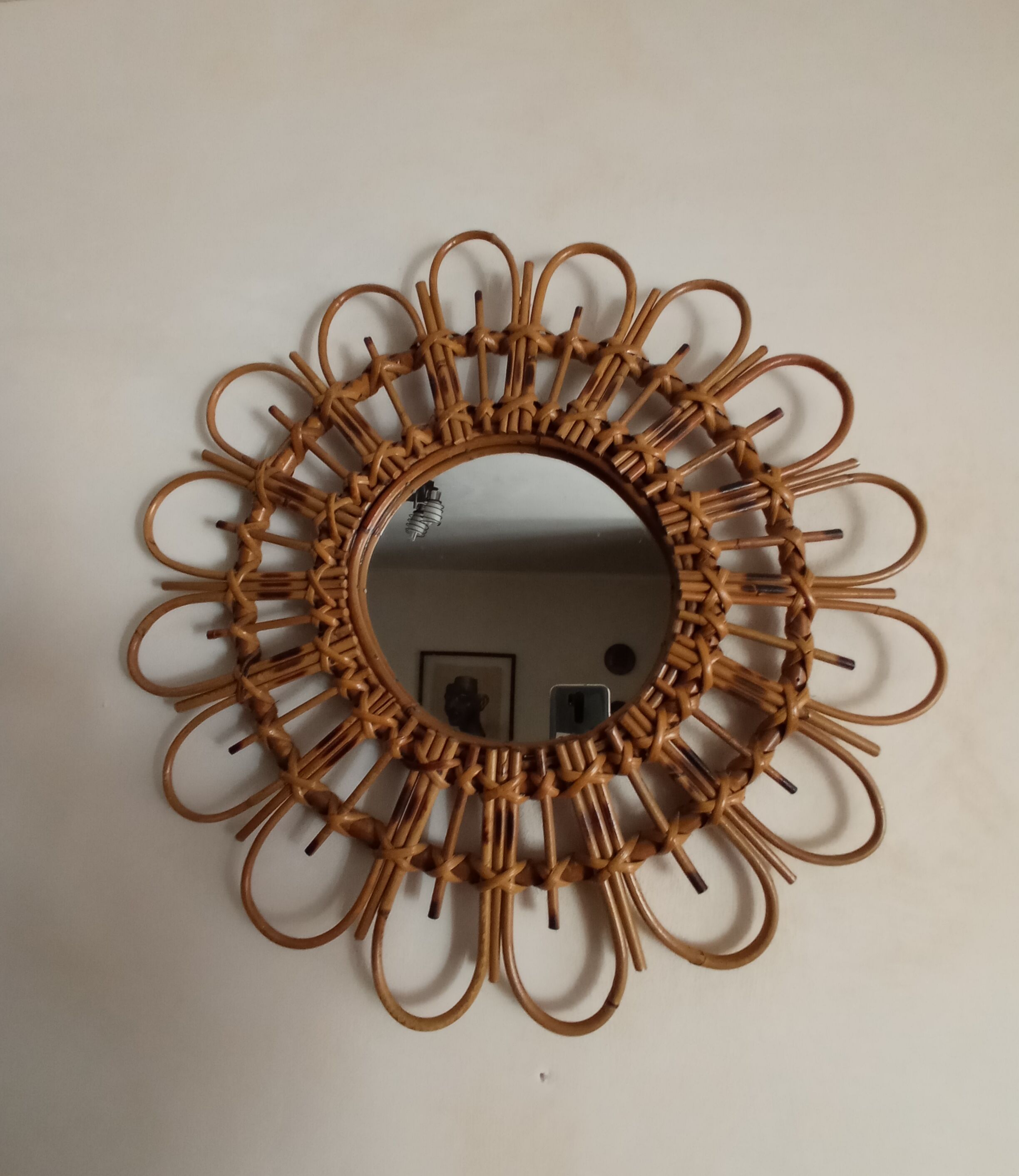 Vintage bamboo mirror 56cm