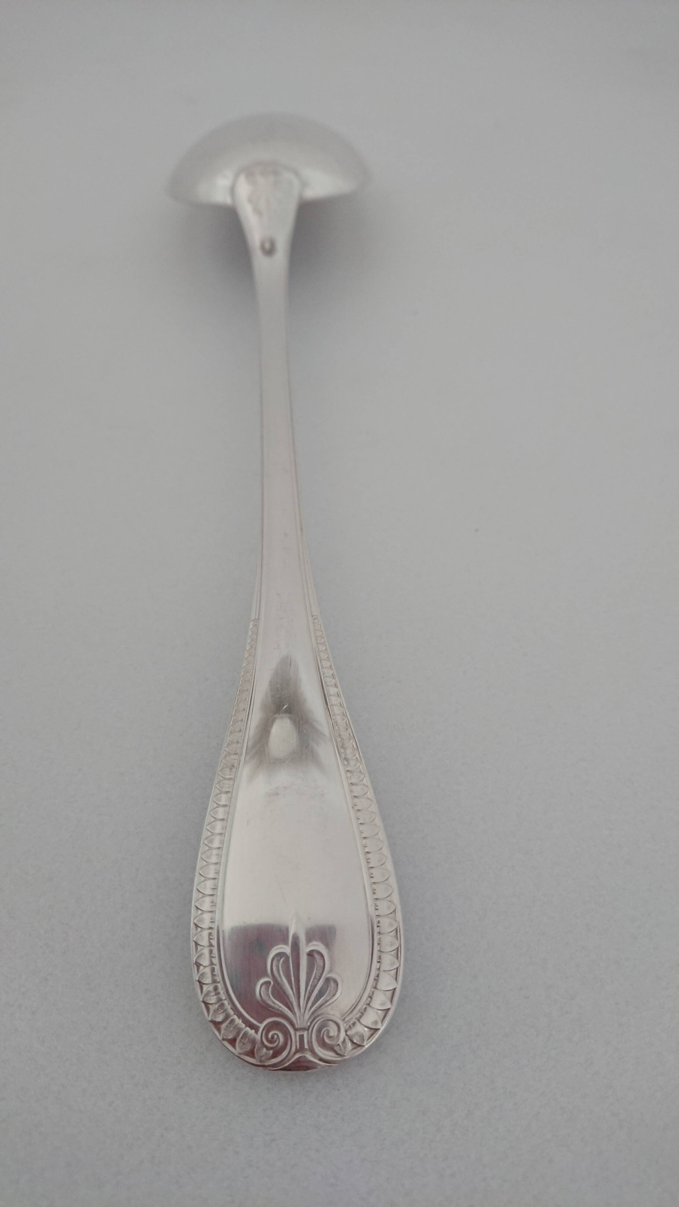 Christofle silver metal serving spoon, malmaison model