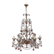 Lustre ancien 6 lumières en métal et verre, Italie, XXe siècle