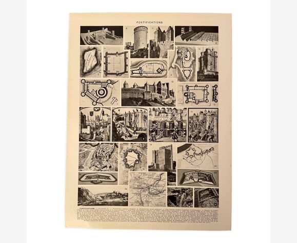 Planche photographique sur les fortifications et châteaux de 1928