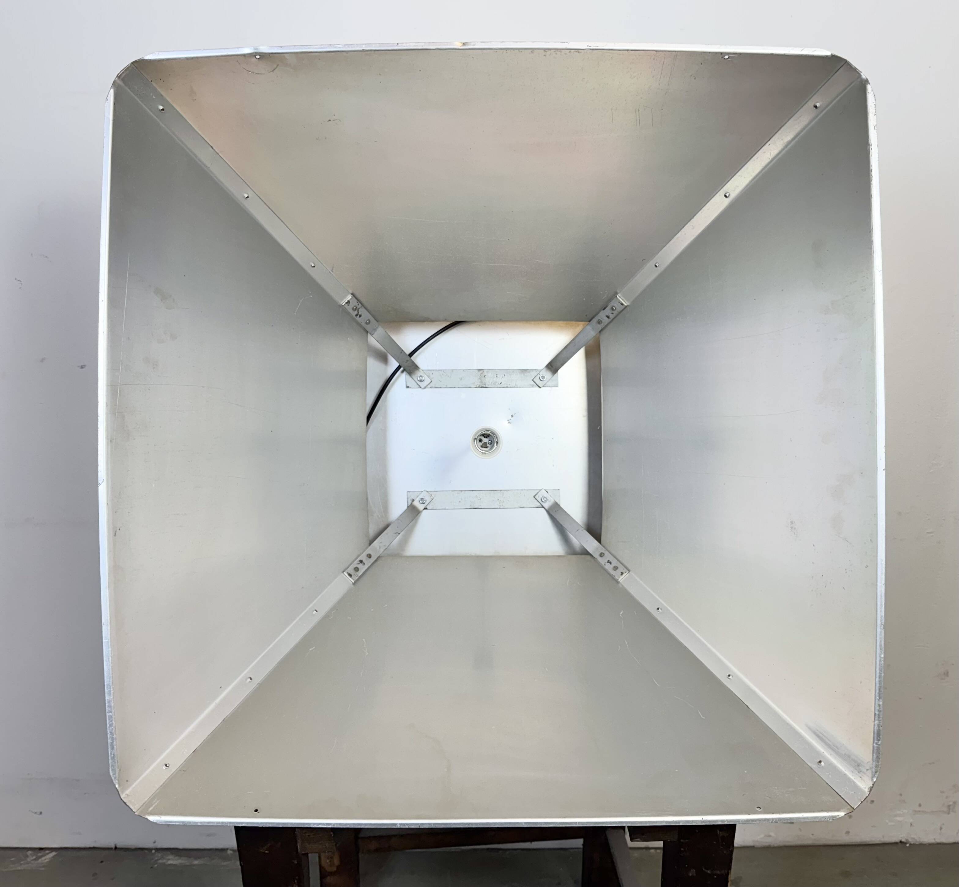 Large Silver Industrial Factory Pebdant Lamp, 1970s