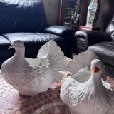 Pair of vintage Regency Italian Dove plant pots