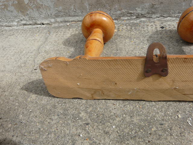 Bamboo style wooden coat holder 40s, 4 hooks