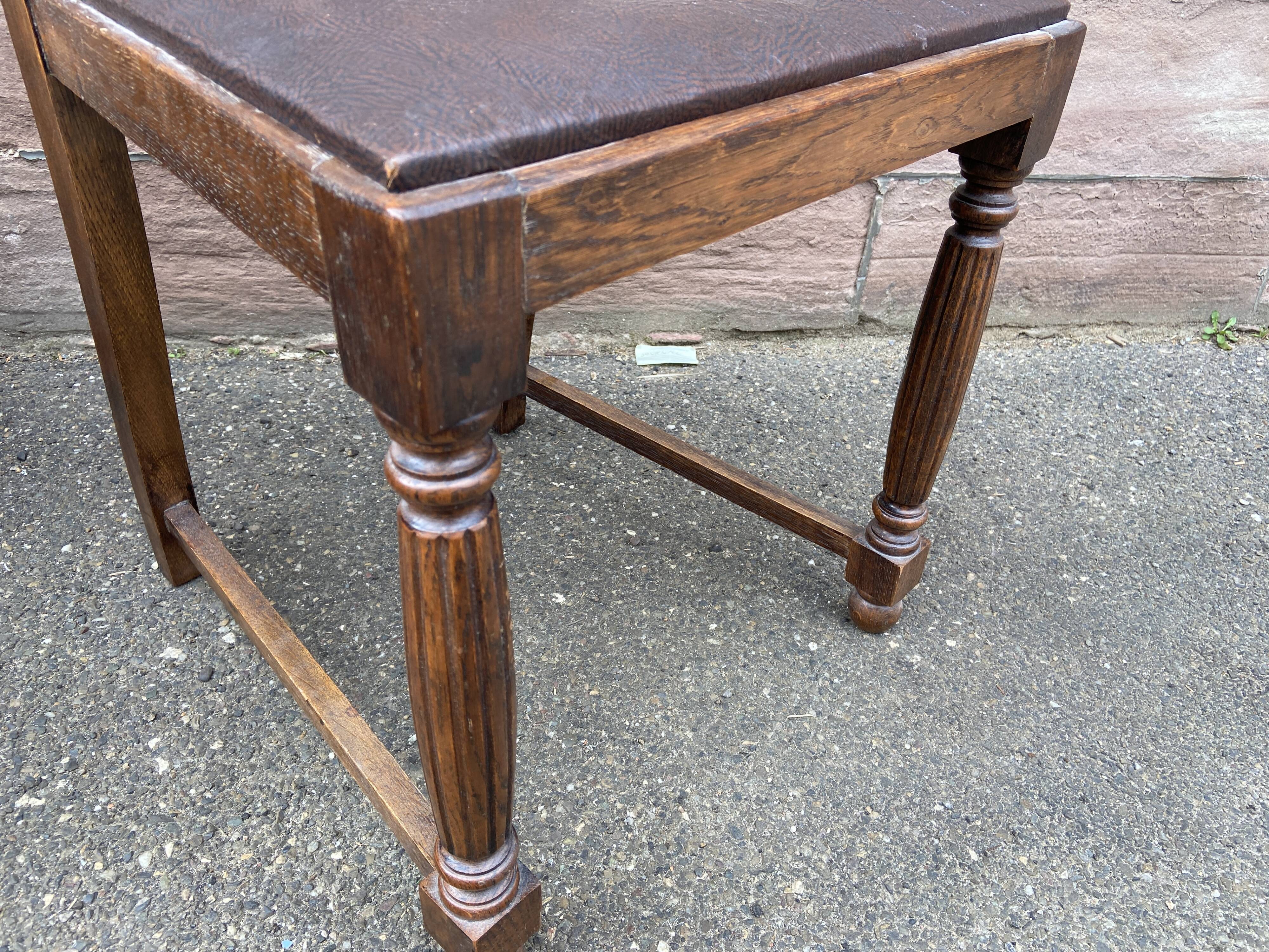 6 vintage chairs art deco 1940s oak and leather