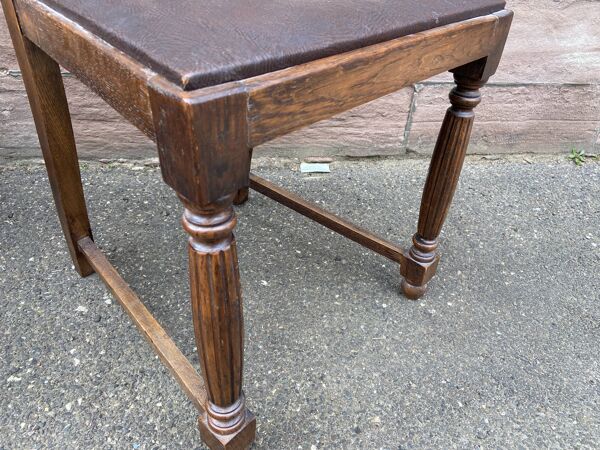 6 chaises vintage art deco 1940s chêne et cuir