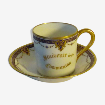 Tasse litron en porcelaine de limoges souvenir de 1 er communion style empire