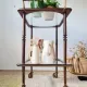 Vintage stained wood and clear glass sideboard – 1950s/60s