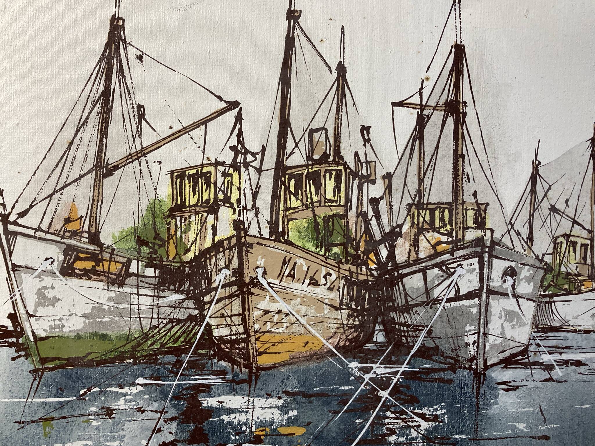 DUFOUR (Bernard), Oil on canvas, The Trawlers, 20th century