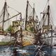 DUFOUR (Bernard), Oil on canvas, The Trawlers, 20th century