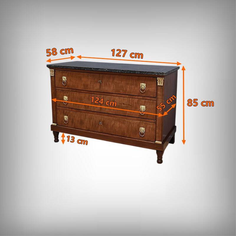 Return from Egypt chest of drawers in mahogany, Empire period – Early 19th century