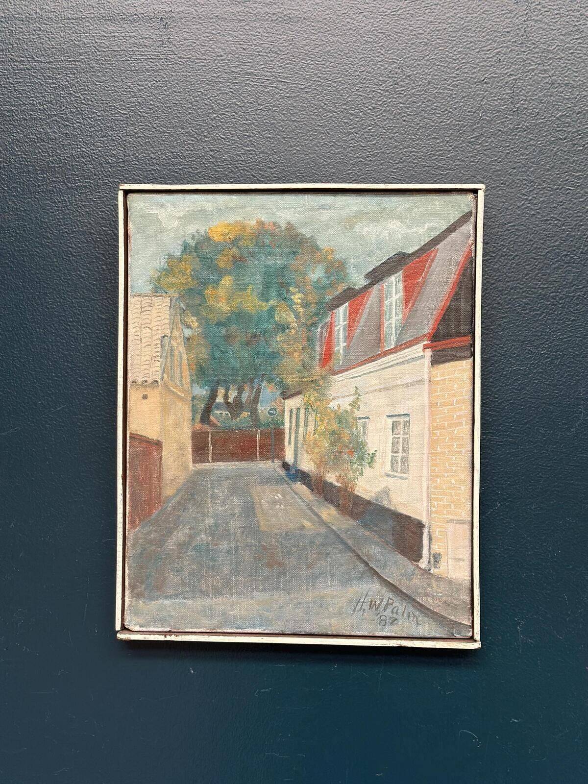 Original Swedish Oil On Canvas – “Tomegatan, Lund” By H.W. Palm