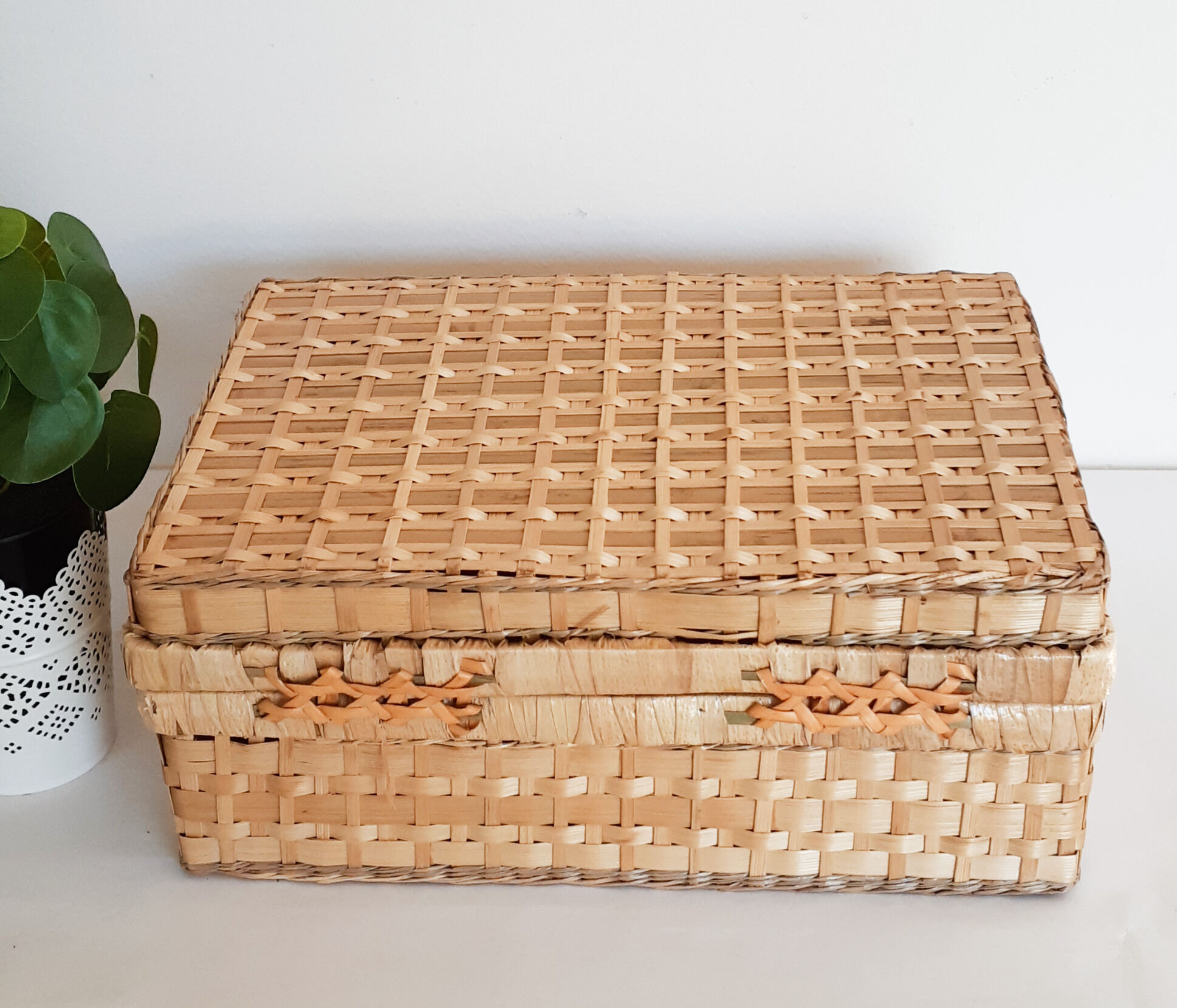 Rattan suitcase, wicker, vanity