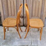 Pair of Thonet style bistro chairs in bentwood canework - 1930s