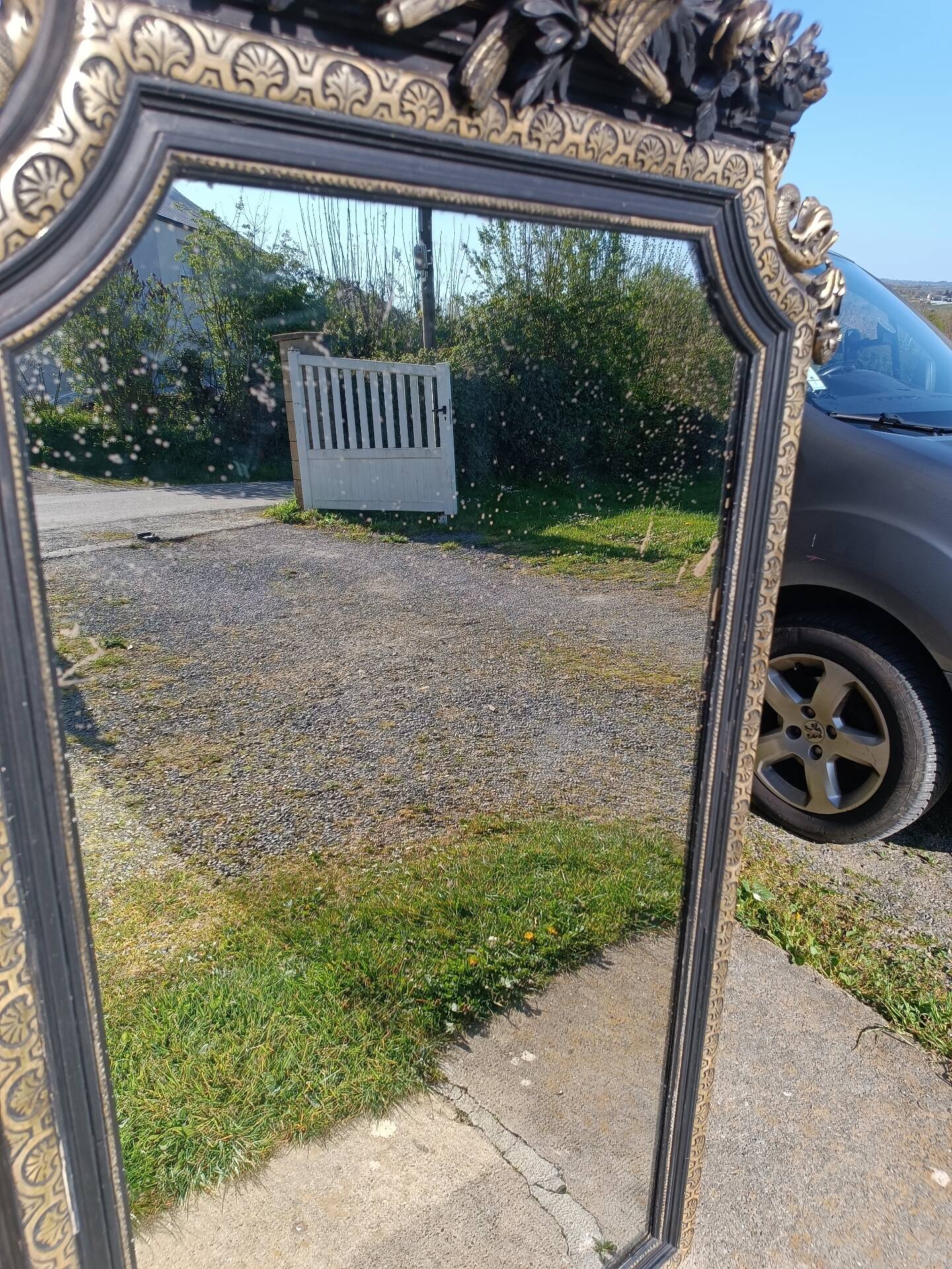 Antique mirror with pediment 168/88 cm