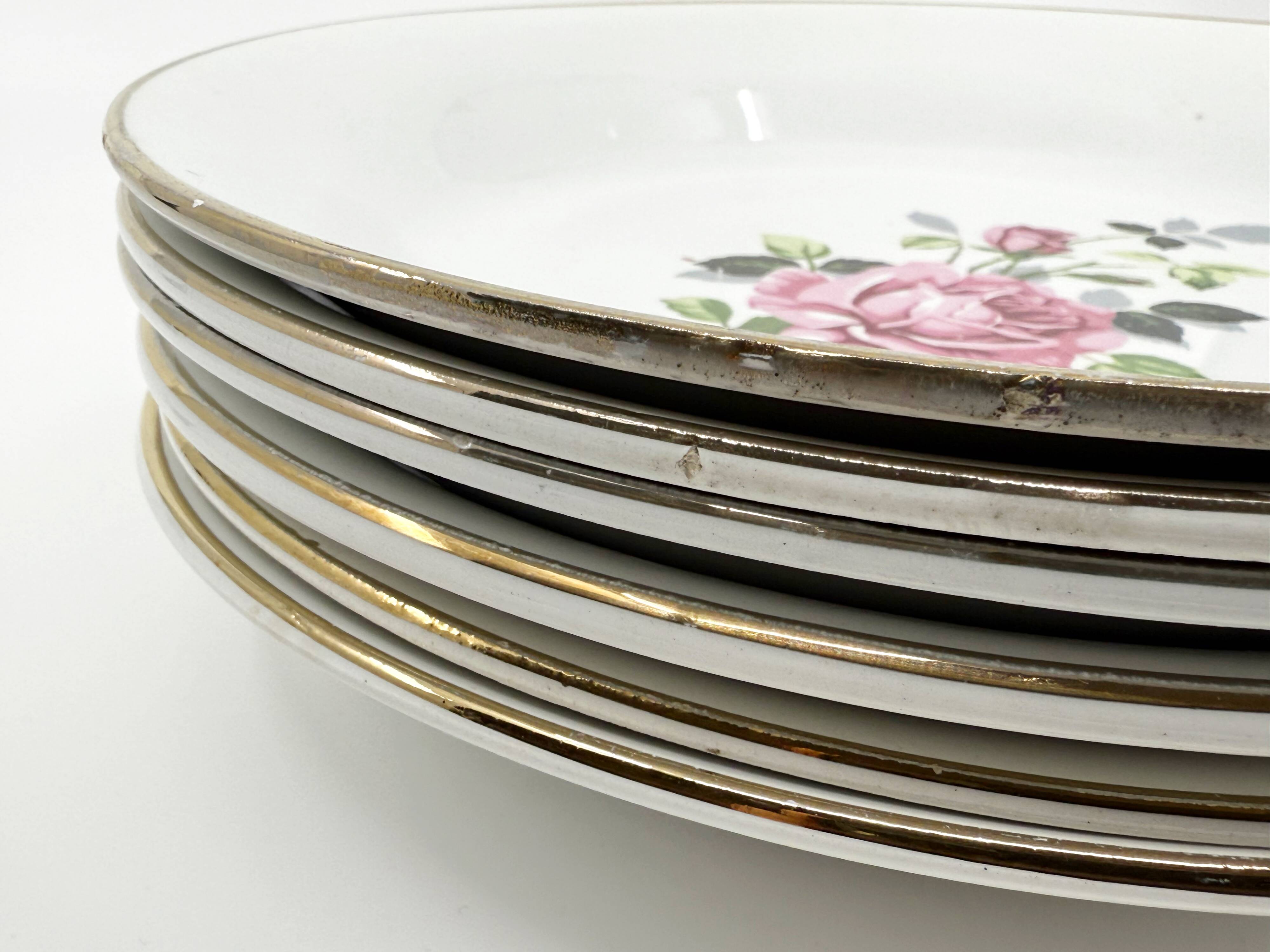6 earthenware soup plates • L'Amandinoise • Circa 1950