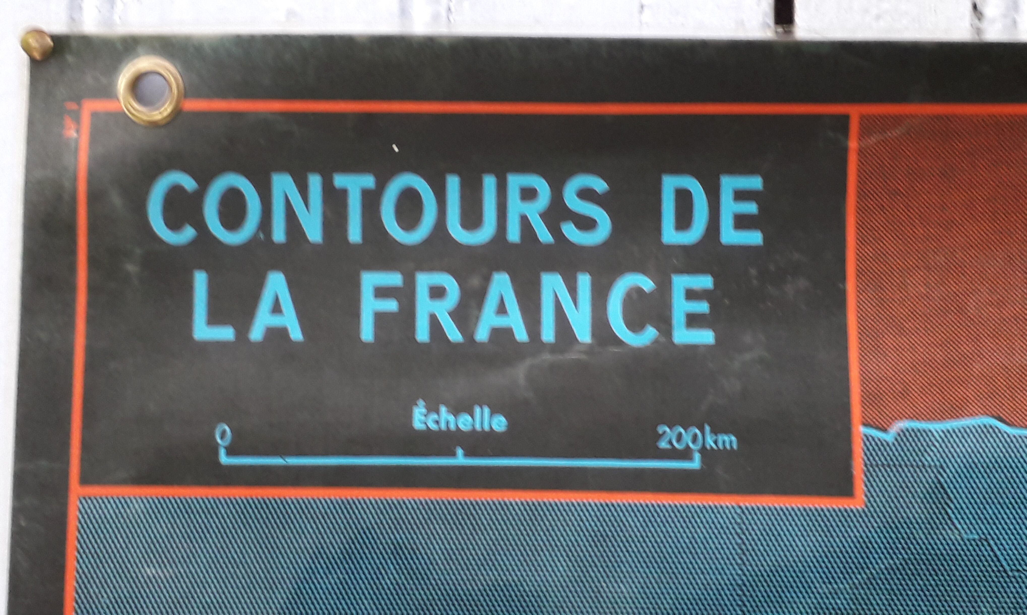 School poster mdi 1964 contours of france /relief and hydrography