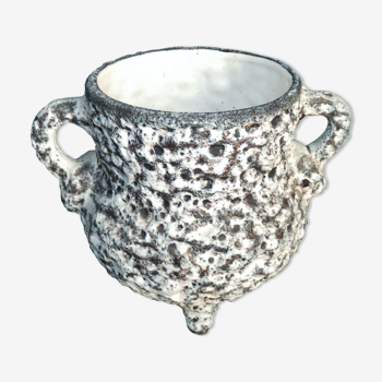 Vase jardinière cache-pot tripode céramique fat lava dlg m. giuge, vallauris 1960