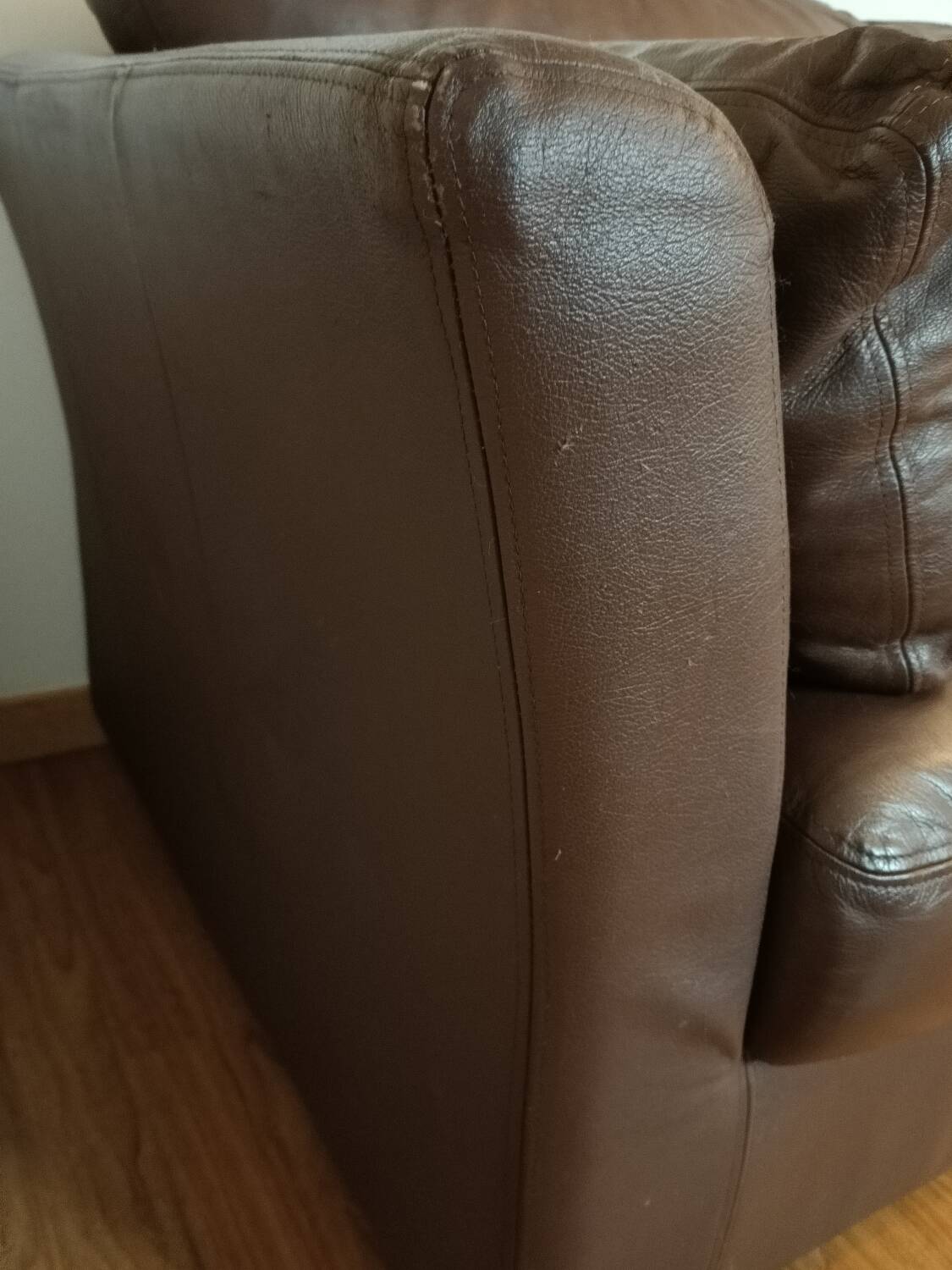 Brown leather sofa