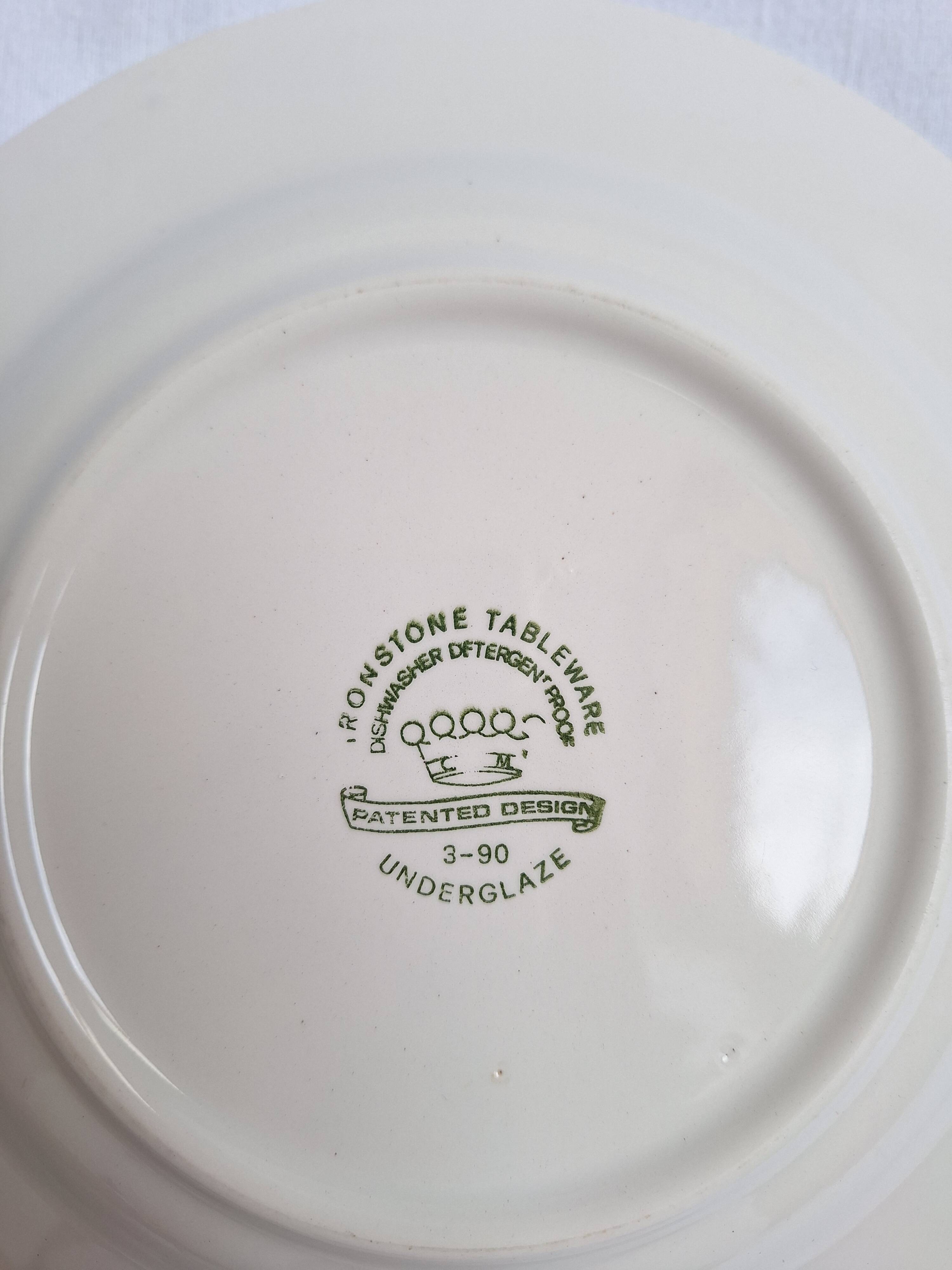 St Amand blue soup plates, Ironstone