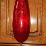 Standing vase in textured blown glass transparent diamond, Italian design of Empoli 1950-60