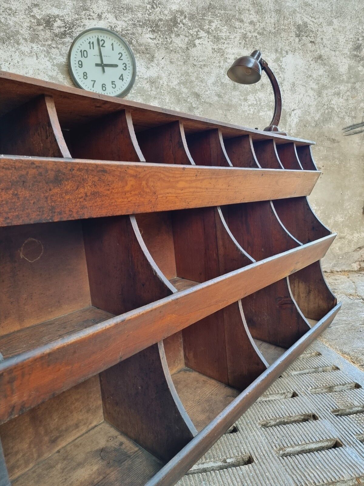 Antique grocery cabinet shop cabinet pine compartment unit 230 cm