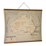 Old school map of geography of Australia and Asia double-sided