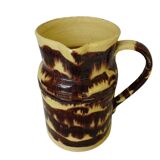 Grand pichet ancien en céramique française de Dieulefit, à glaçure jaune.