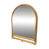 Vintage curved rattan mirror