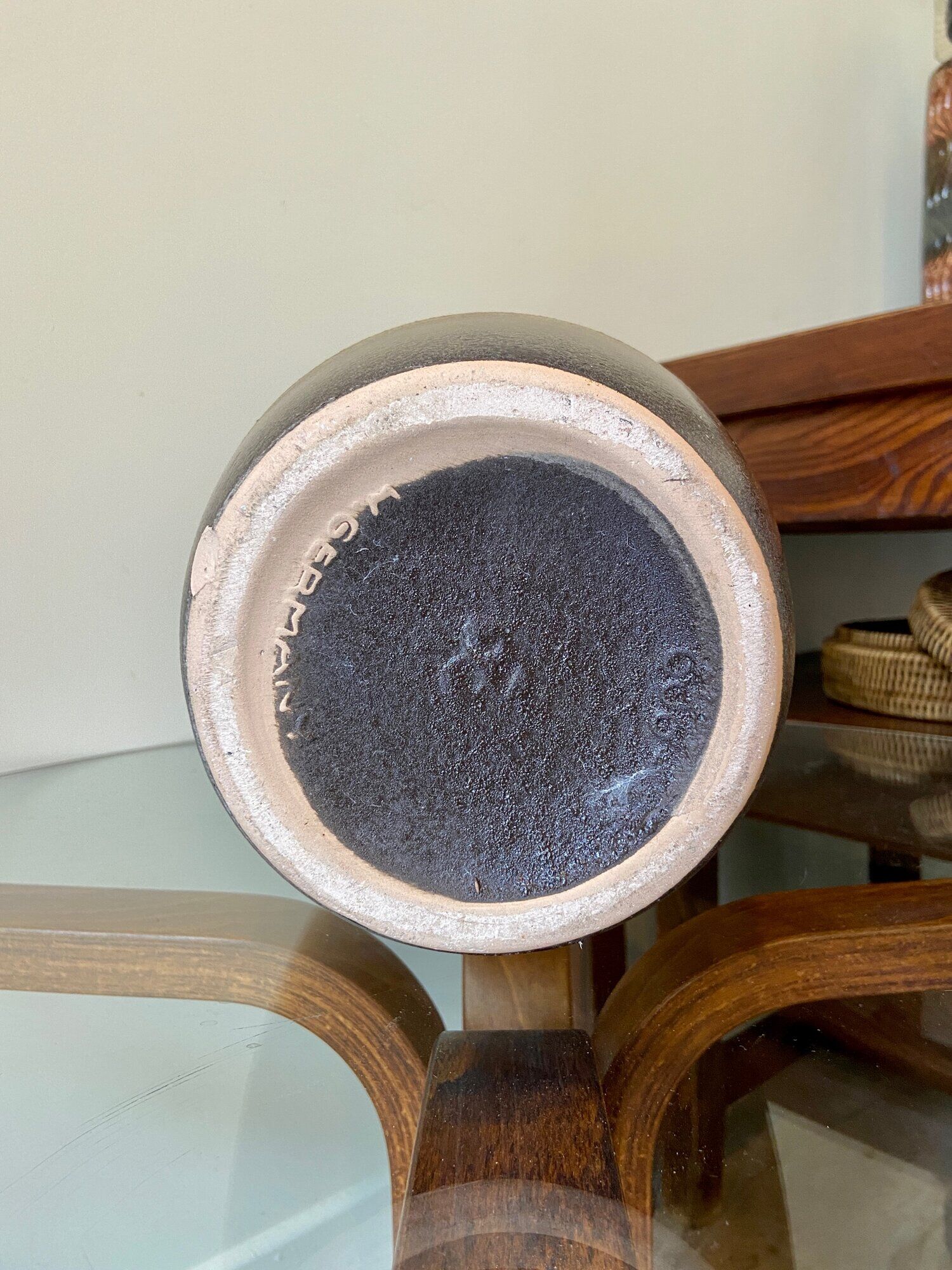 Brown enamelled ceramic vase W. Germany