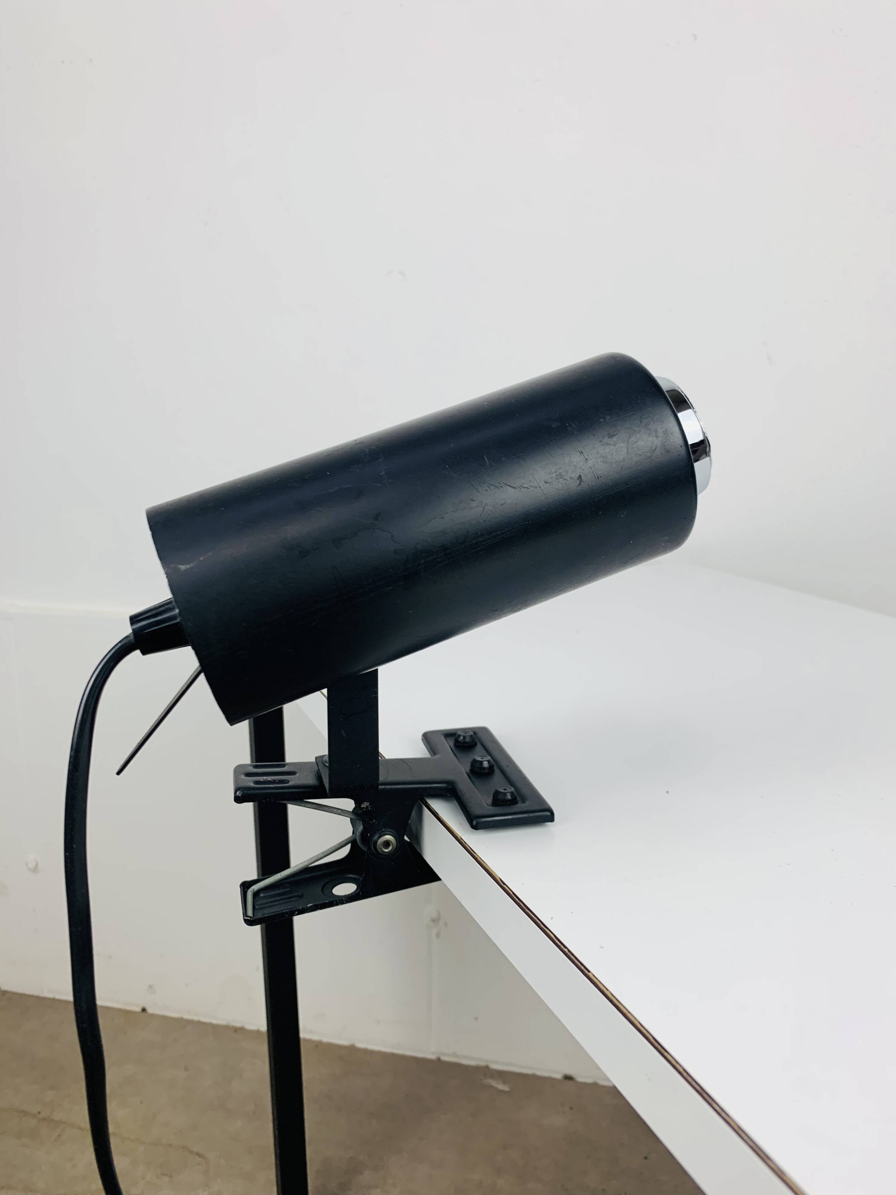 Vintage black metal clamp spotlight