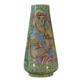 Vase motif mosaïque en céramique italienne colorée 1960’s