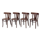 Set of 4 solid wood bistro chairs from the 1970s