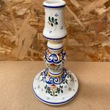 Old candle holder r. delarue rouen decor white ceramic painted vintage