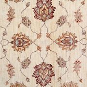 Handmade Cream Wool Rug, Traditional Floral Carpet for Bedroom Living Room