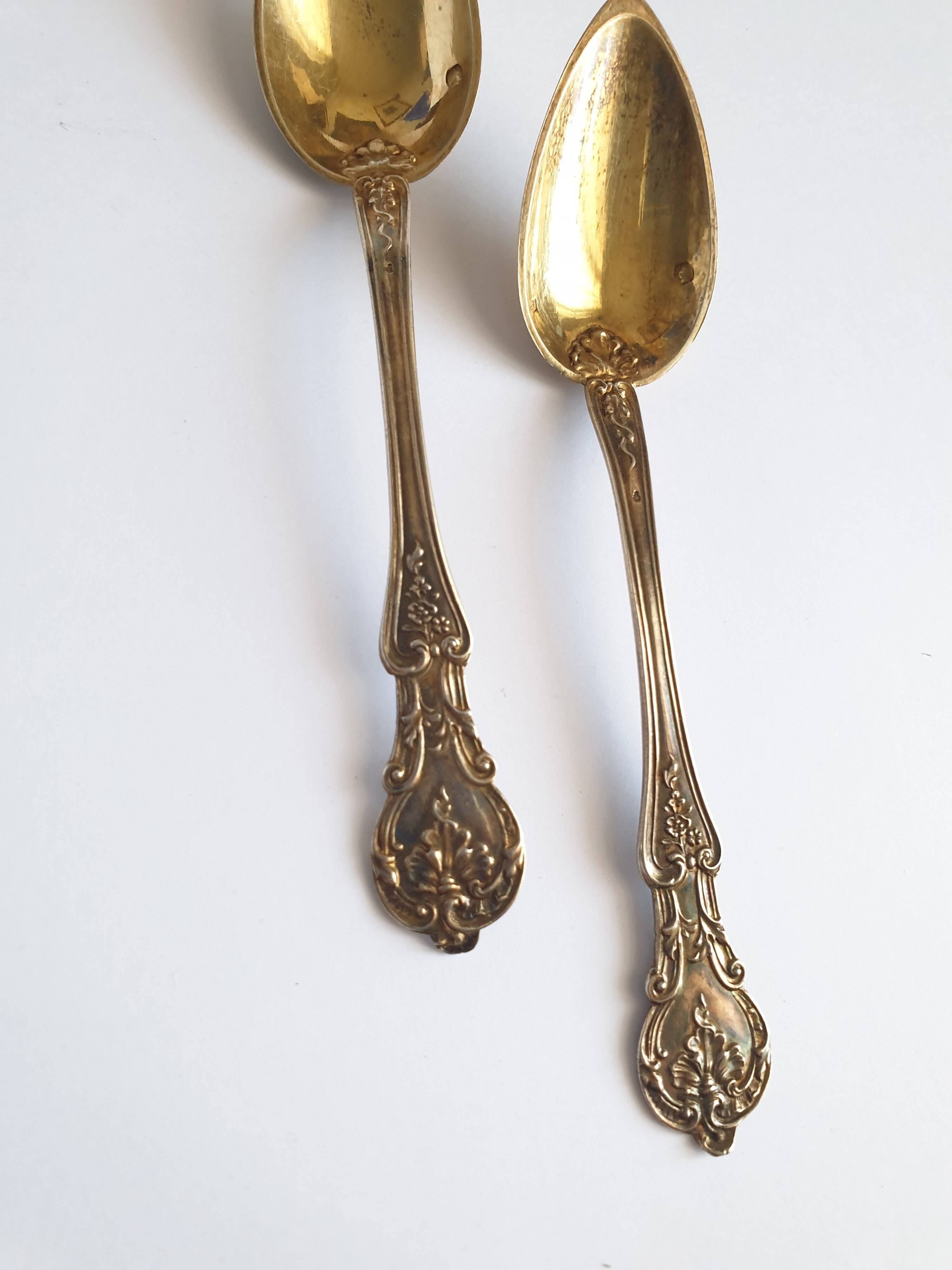 2 spoons solid silver vermeil minerva 2