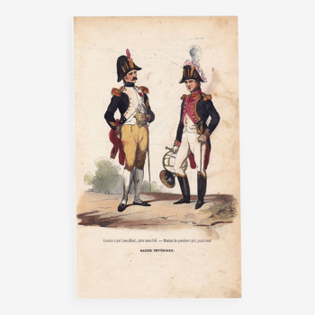 19th Century Engraving 1840 Grenadier Musician Military Uniform Imperial Guard Napoleon Bonaparte