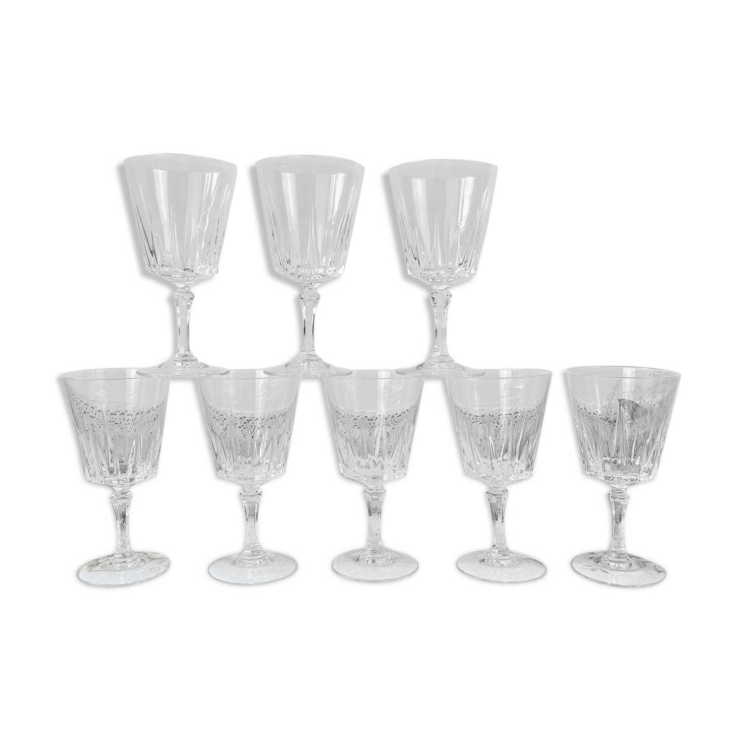 8 Crystal D'Arques red wine glasses model "VERSAILLES"