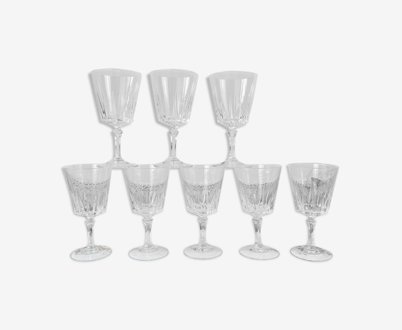 Set de 8 verres à vin rouge cristal d'Arques modèle "versailles" | Selency