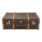 Vintage travel trunk – Wood, textured canvas and metal fittings