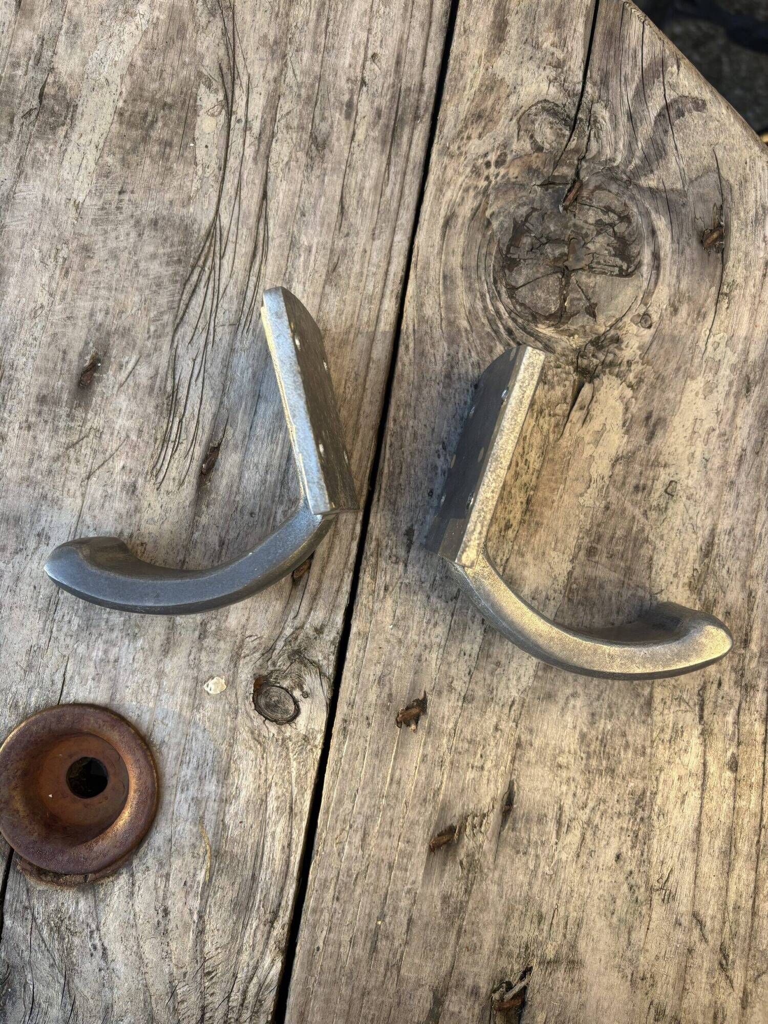Pair of industrial coat hooks 1950