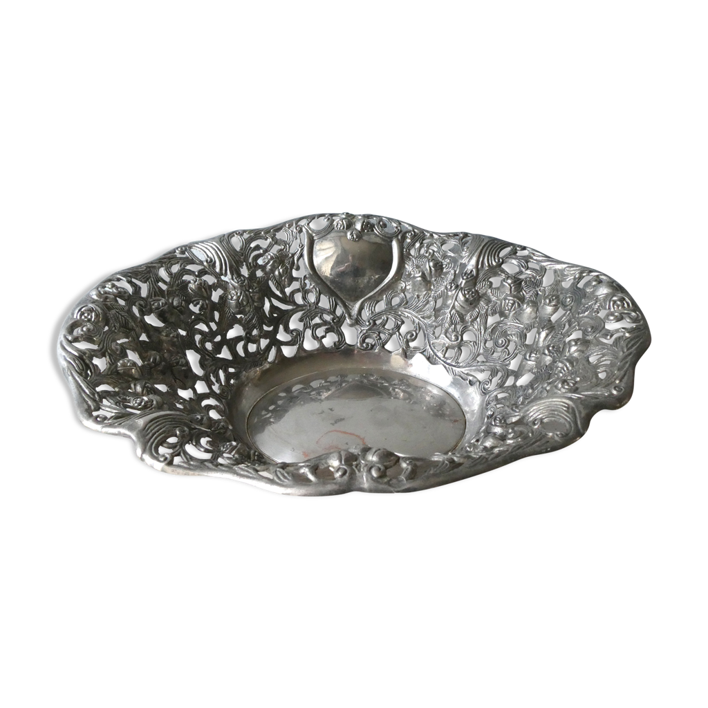 Numéro 9 /Corbeille à pain vintage en métal argenté – années 60 - La Brocante Bucolique