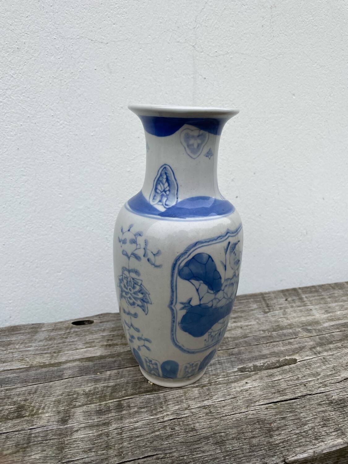 Asian blue and white ceramic vase