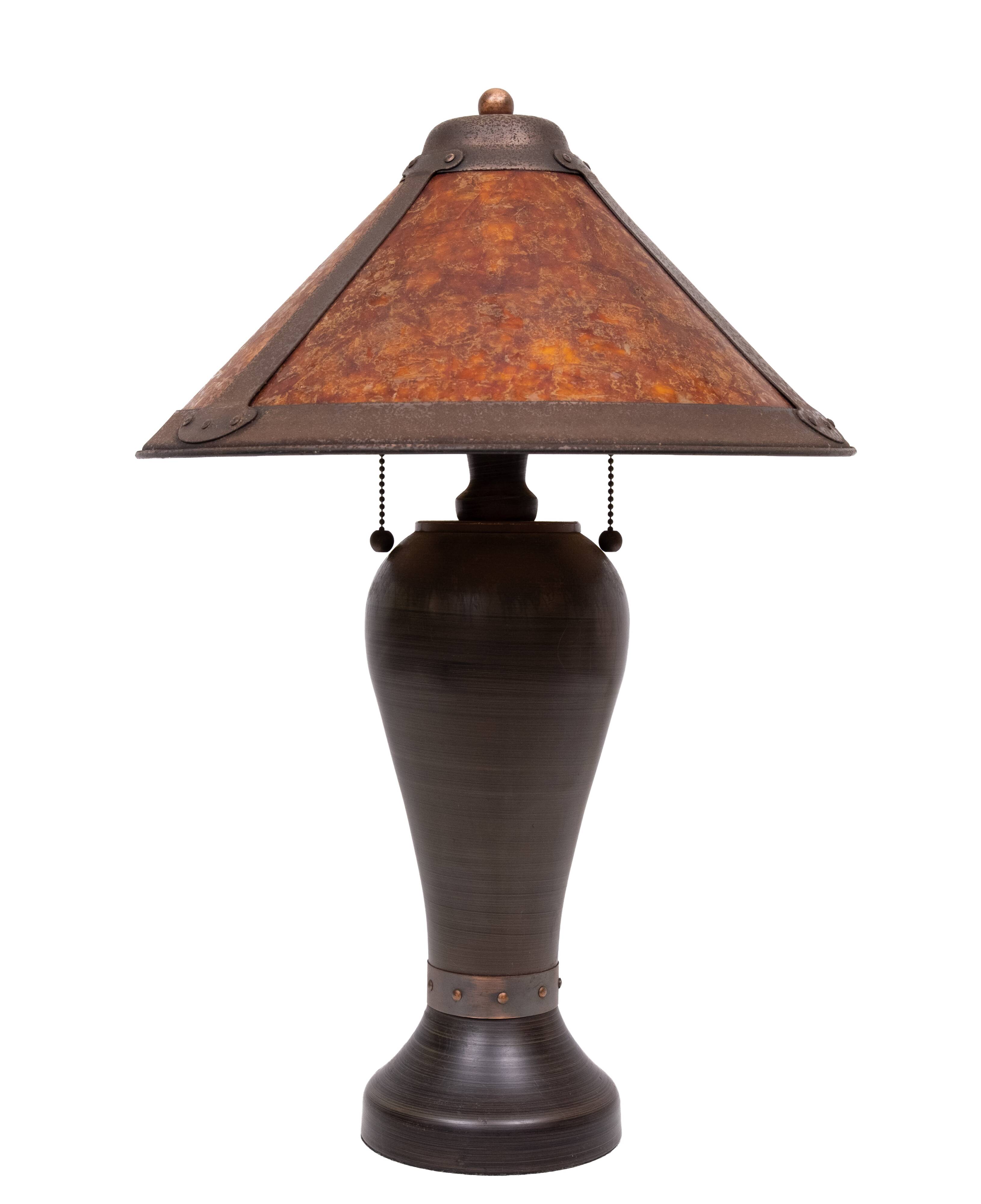 Vintage Dirk van Erp Style Arts & Crafts Copper & Mica Table Lamp 20th Cent