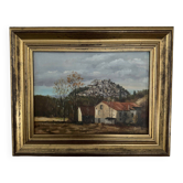 Oil on canvas by C. Theron Cordes-sur-Ciel Tarn 1991